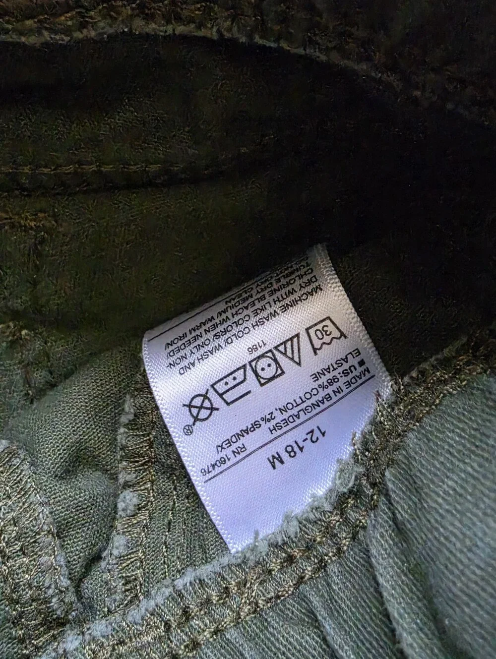 Baby Girl Olive Green Jeggings (12-18 Months)